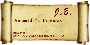 Jeremiás Benedek névjegykártya